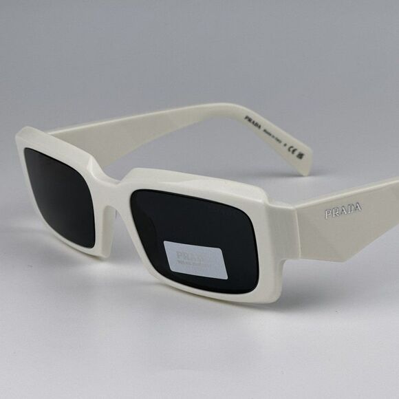 NEW Prada PR27ZS 17K08Z Talc White Dark Grey Unisex Rectangle Sunglasses PR 27ZS - Picture 10 of 13